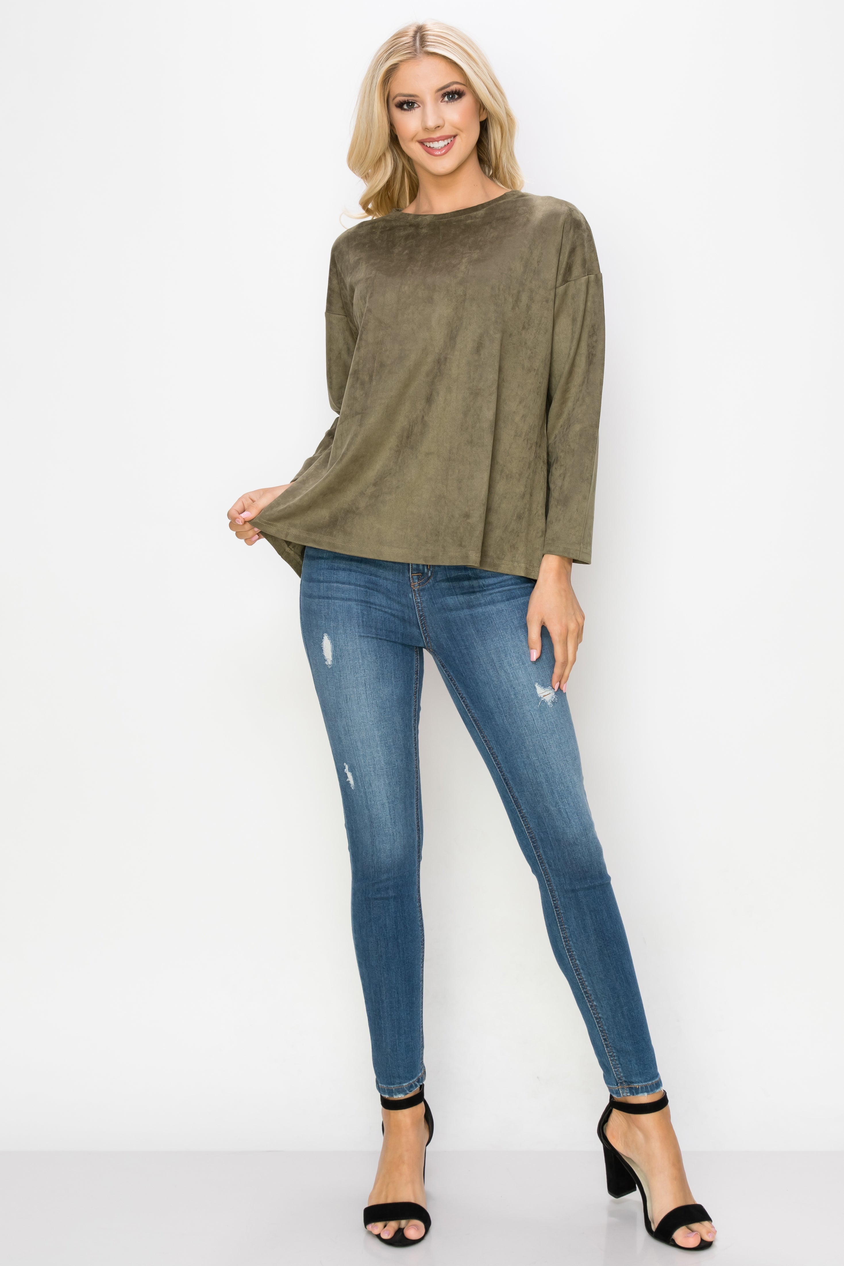 Adi Stretch Faux Suede Top