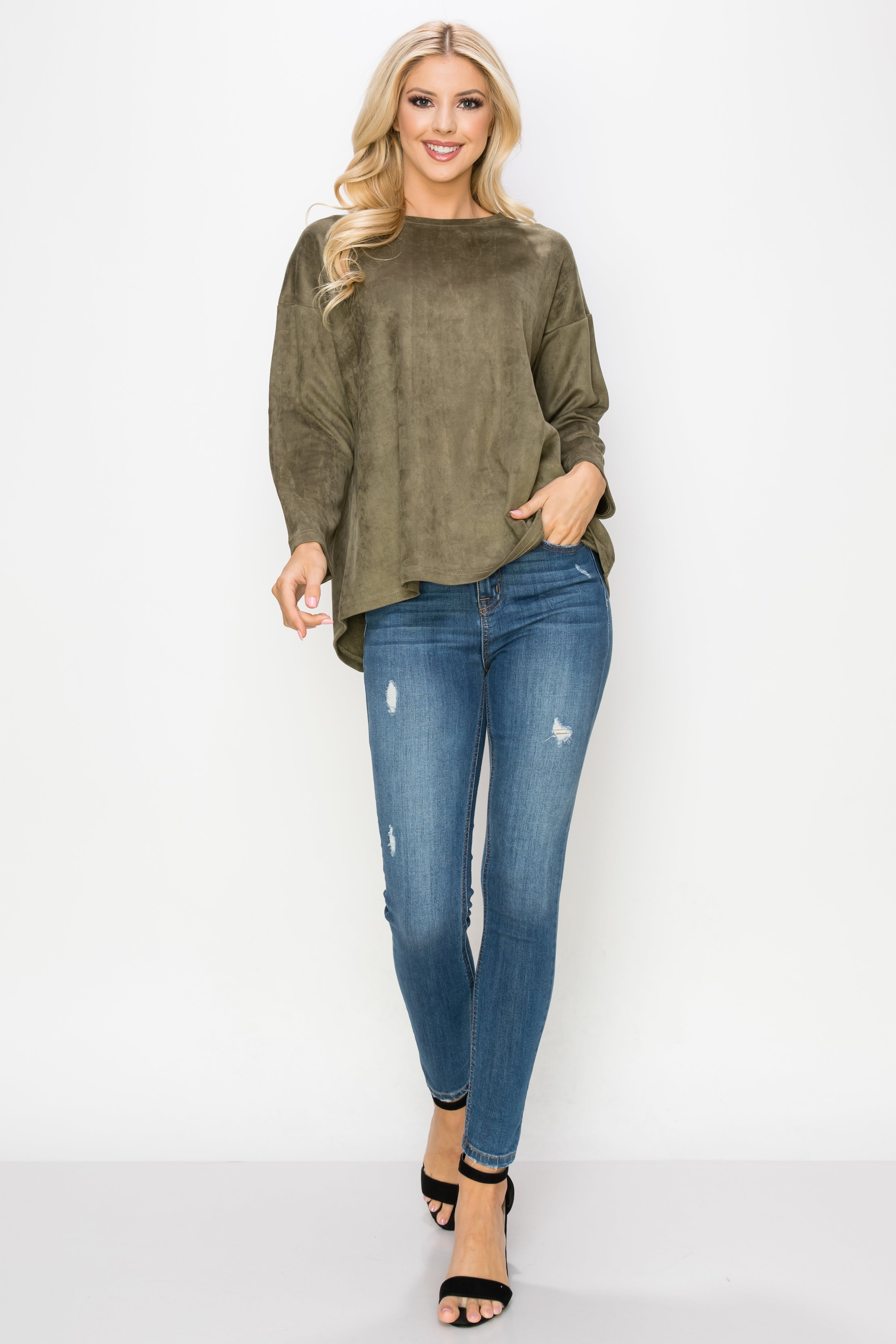 Adi Stretch Faux Suede Top