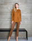 Annelise Stretch Suede Pant - Leopard