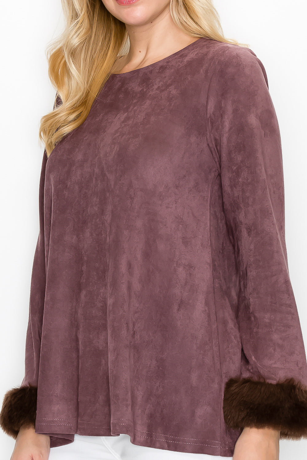 Anabelle Suede Top with Faux Fur