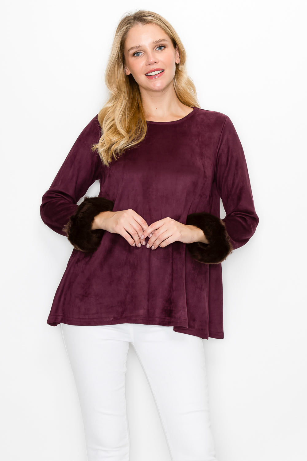 Anabelle Suede Top with Faux Fur