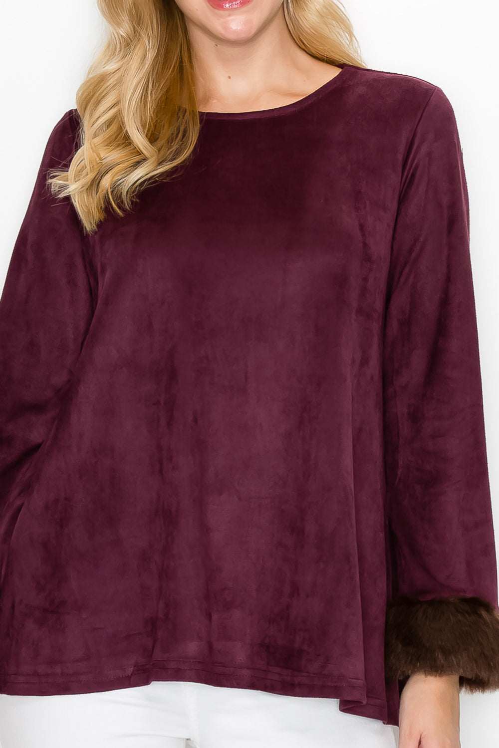 Anabelle Suede Top with Faux Fur