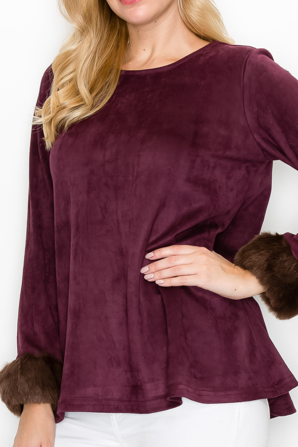 Anabelle Suede Top with Faux Fur