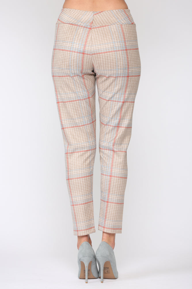 Annelise Stretch Suede Pant - Plaid