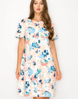 Audrey Stretch Faux Suede Dress - Multi Flower Print