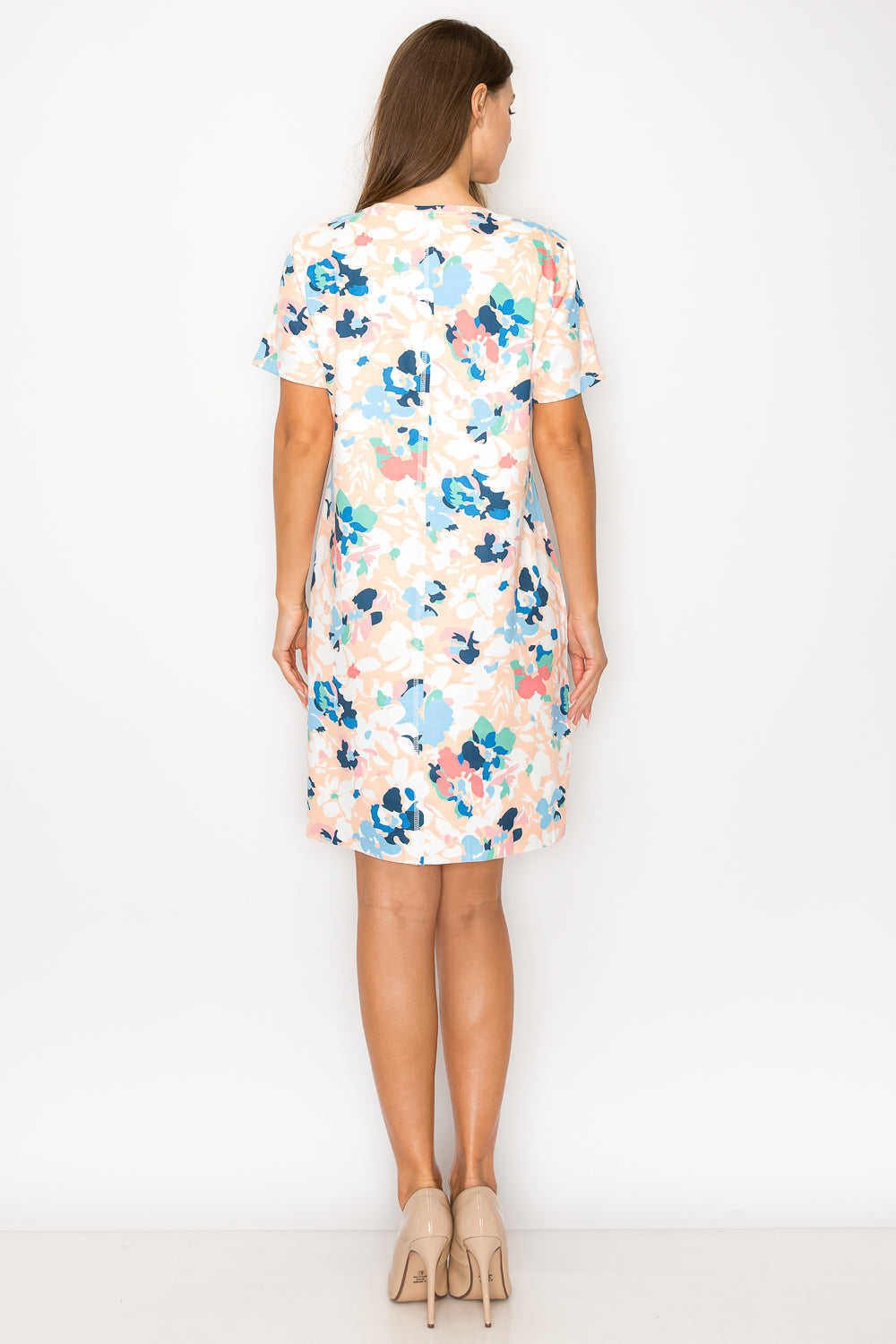 Audrey Stretch Faux Suede Dress - Multi Flower Print