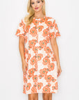 Audrey Stretch Suede Dress - Poppy Flower Print