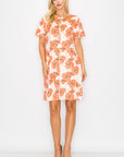 Audrey Stretch Suede Dress - Poppy Flower Print