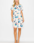 Audrey Stretch Faux Suede Dress - Multi Flower Print