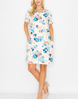 Audrey Stretch Faux Suede Dress - Multi Flower Print