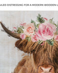 Highland Cow Floral Wreath Painting Canvas Wall Art