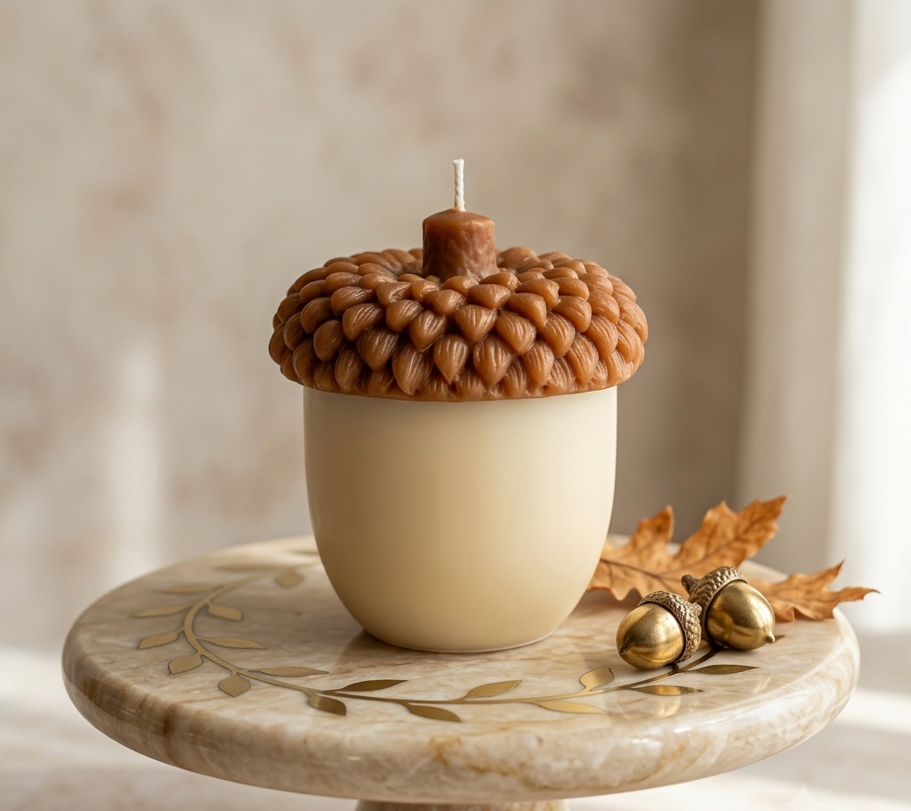 Acorn Sculpture Candle – Hand-Poured Soy Wax | Rustic Fall Decor