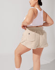 Full Size Faux Sherpa Short with Pockets - Taupe