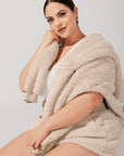 Full Size Faux Sherpa Short with Pockets - Taupe