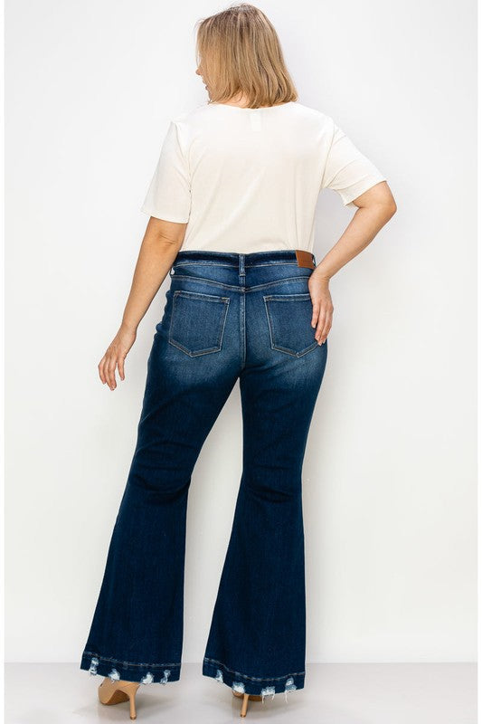 Artemis Vintage Mia Plus-Size Mid-Rise Super Flare Jeans – Dark Wash