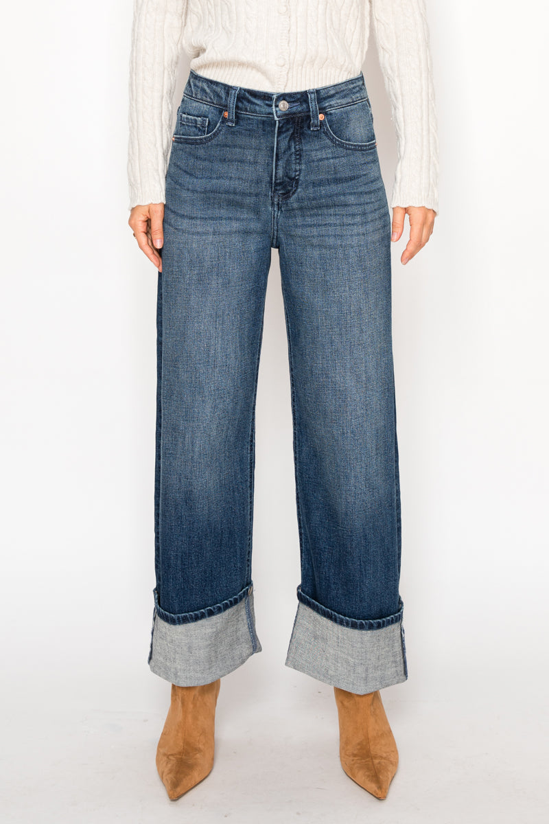 Artemis Vintage High Rise Tummy Control Cuffed Wide Leg Jeans