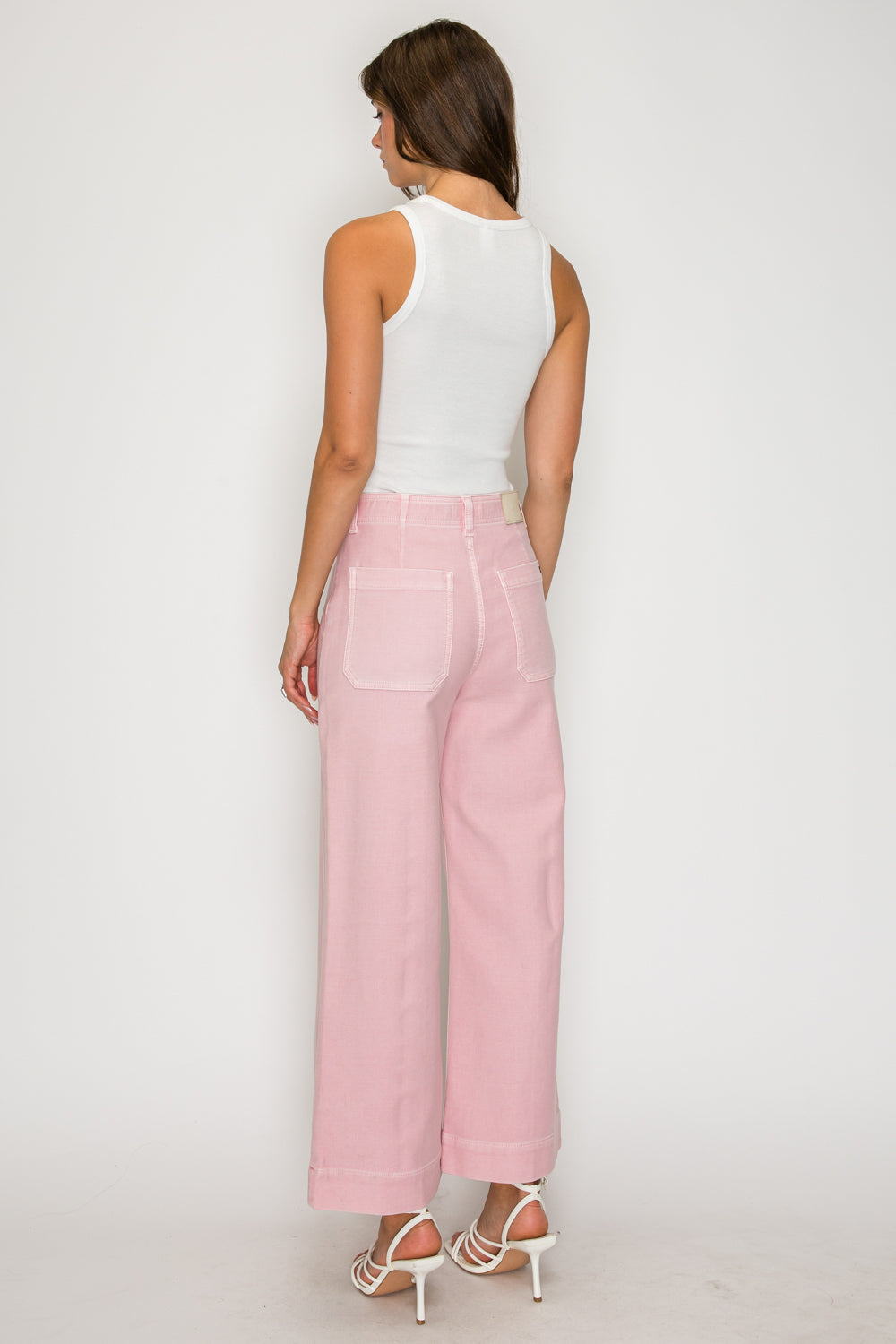 Artemis Vintage Tummy Control High-Rise Cropped Wide-Leg Jeans – Light Pink