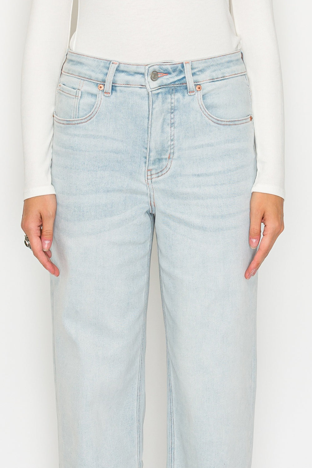 Artemis Vintage Tummy Control High Rise Modal Straight Jeans in Light Wash