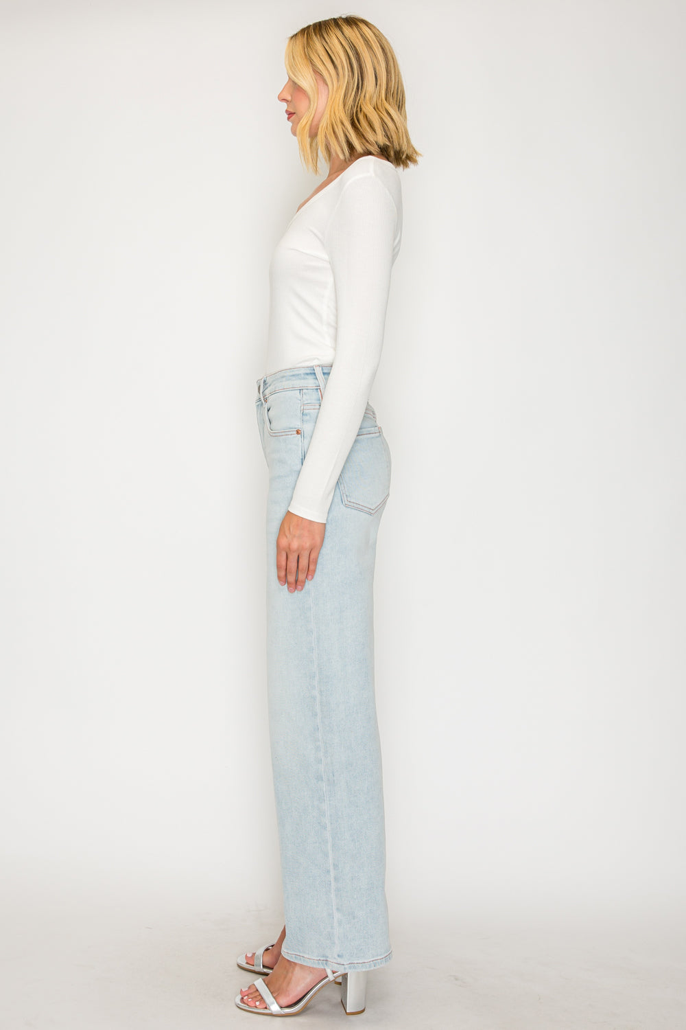 Artemis Vintage Tummy Control High Rise Modal Straight Jeans in Light Wash