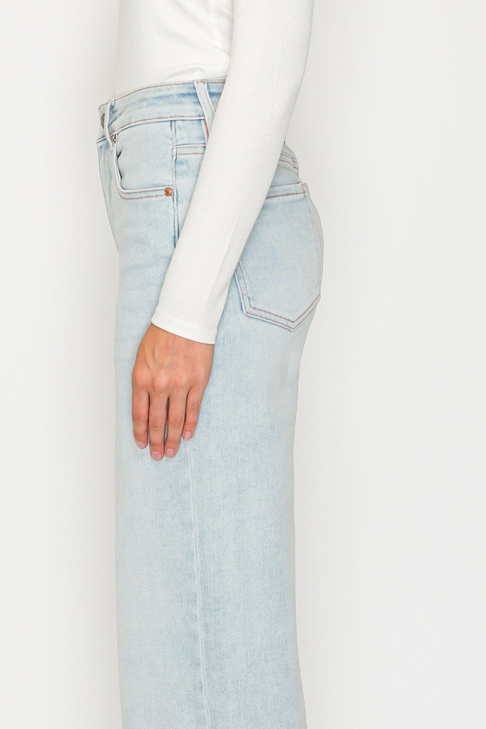Artemis Vintage Tummy Control High Rise Modal Straight Jeans in Light Wash