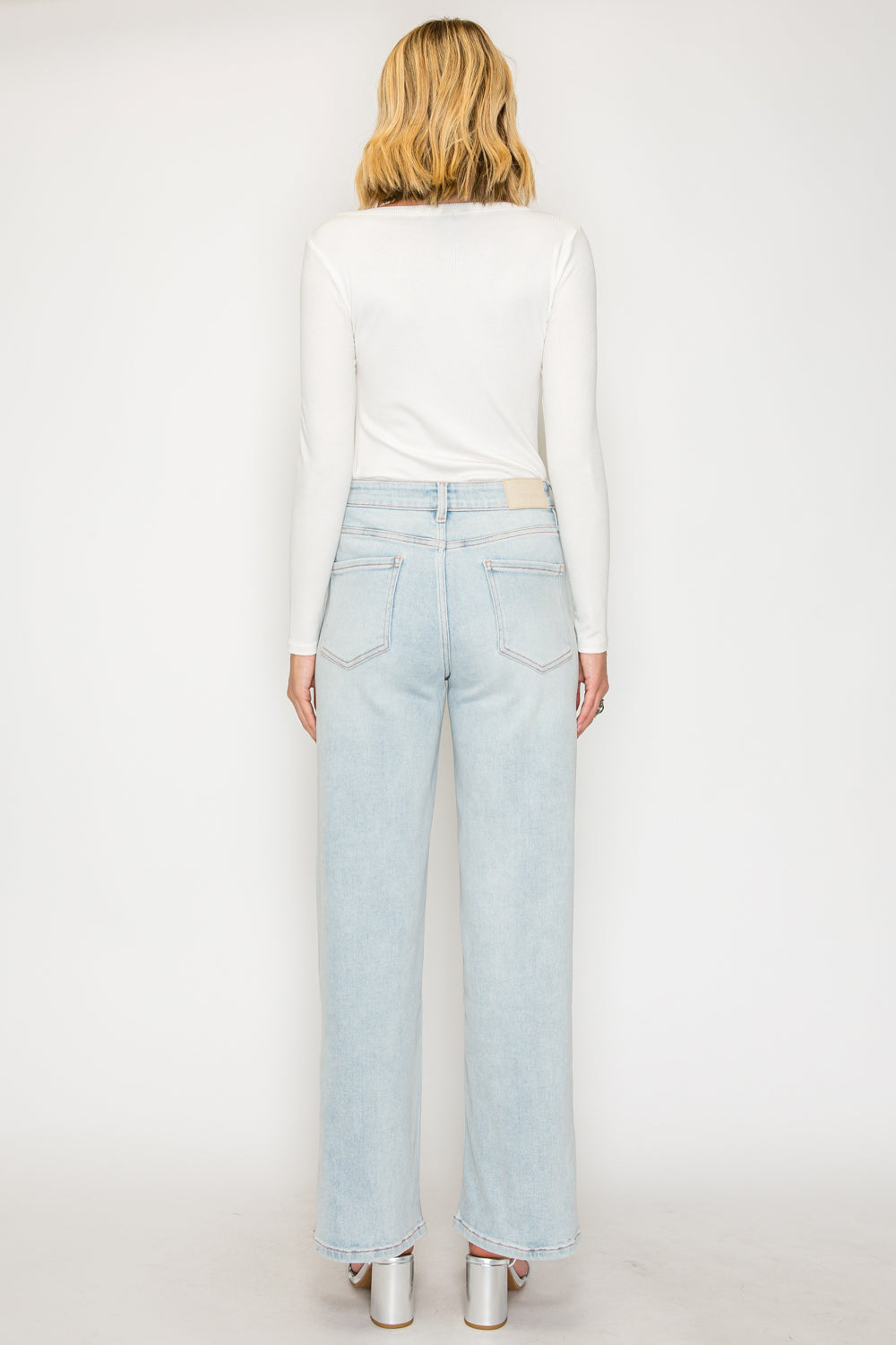 Artemis Vintage Tummy Control High Rise Modal Straight Jeans in Light Wash