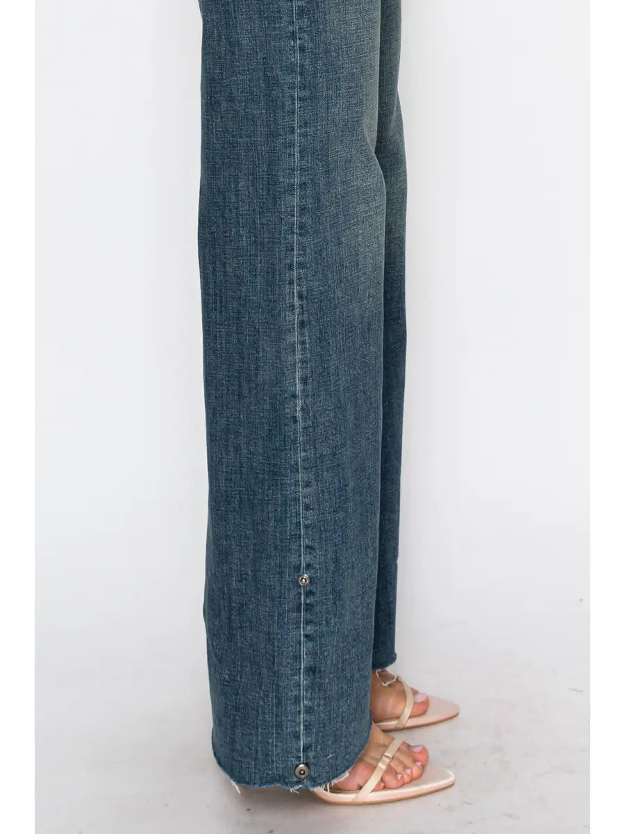 Artemis Vintage Elise Tummy Control High Rise Cuffed Wide Leg Jeans