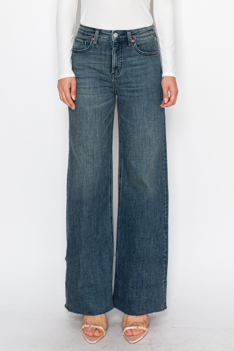 Artemis Vintage Elise Tummy Control High Rise Cuffed Wide Leg Jeans