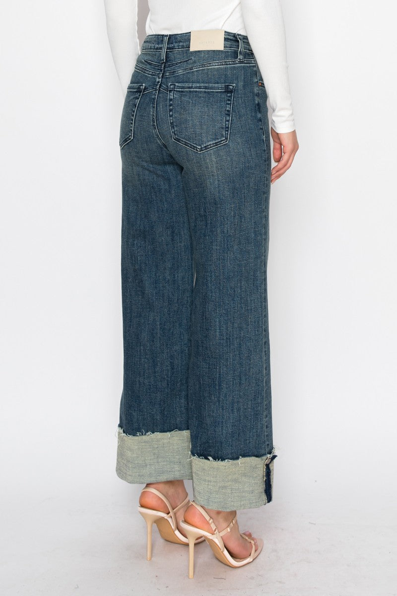 Artemis Vintage Elise Tummy Control High Rise Cuffed Wide Leg Jeans