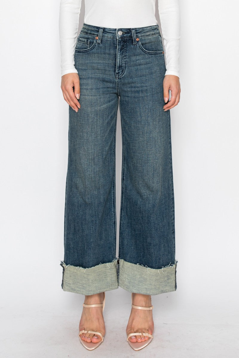 Artemis Vintage Elise Tummy Control High Rise Cuffed Wide Leg Jeans
