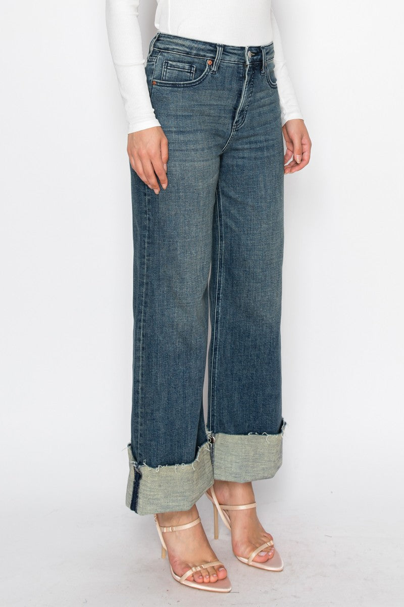Artemis Vintage Elise Tummy Control High Rise Cuffed Wide Leg Jeans
