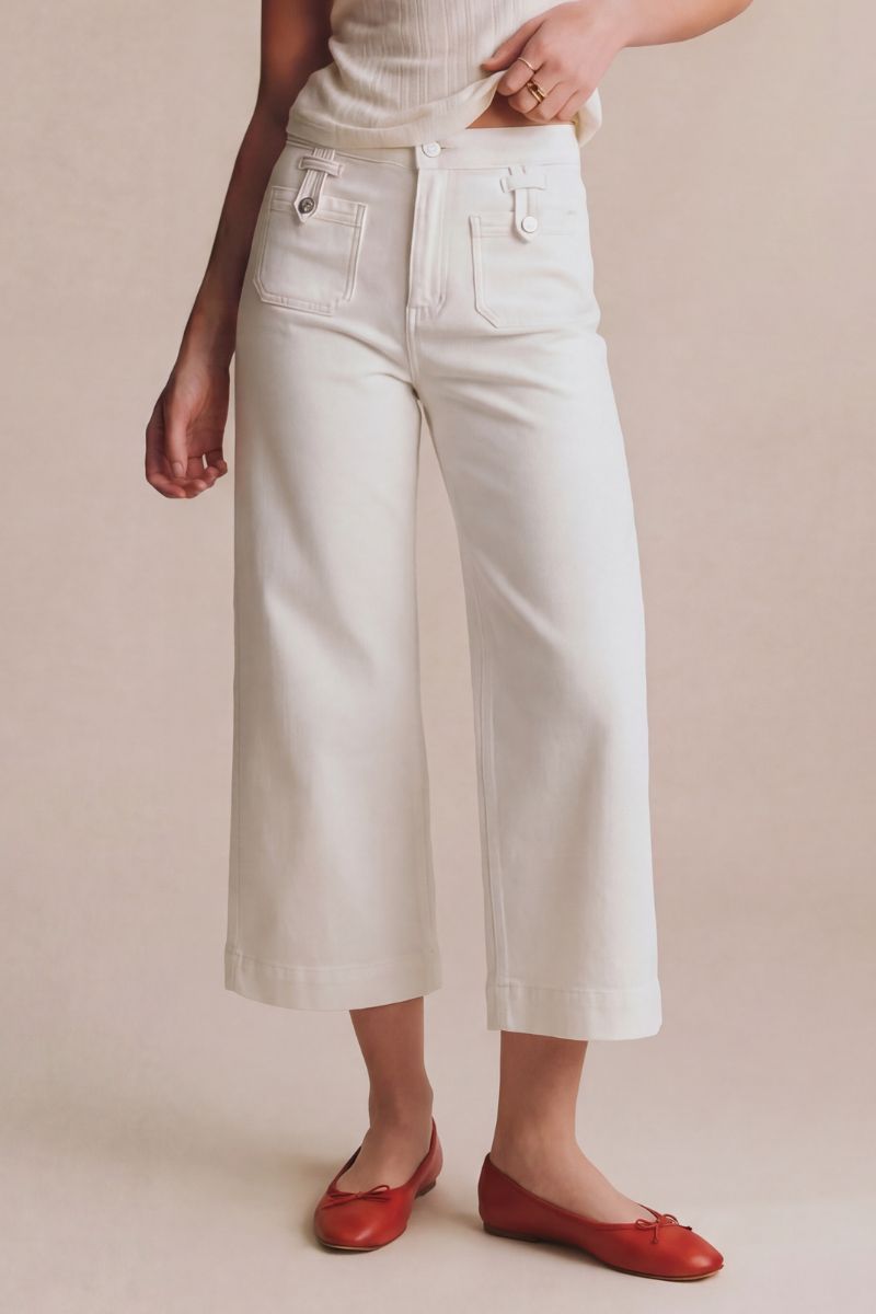 Artemis Vintage Tummy Control High Rise White Crop Palazzo Jeans