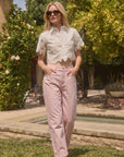 Serafina Pink High Rise Barrel Jeans