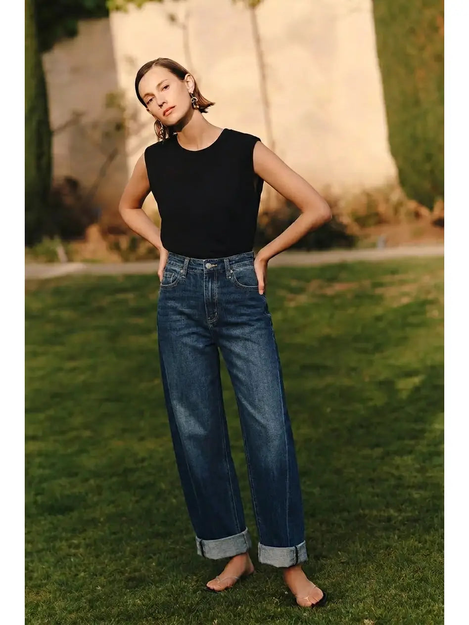 Artemis Vintage High Rise Dark Wash Barrel Jeans