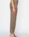 Artemis Vintage High Rise Slim Crop Palazzo Jeans in Taupe