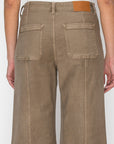 Artemis Vintage High Rise Slim Crop Palazzo Jeans in Taupe