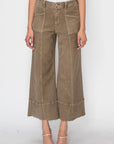 Artemis Vintage High Rise Slim Crop Palazzo Jeans in Taupe