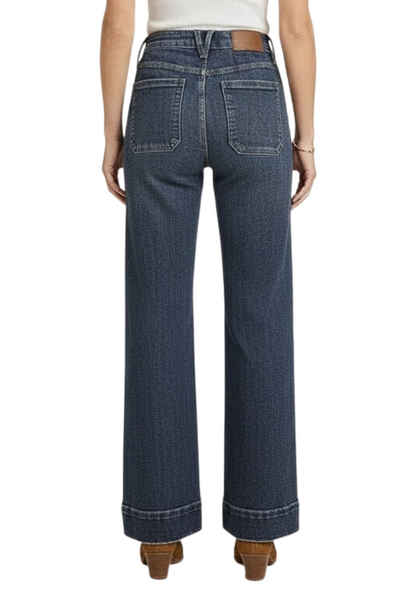 Holly High Rise Patch Pocket Flare Jeans | Dark Wash