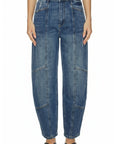 High Rise Barrel Jeans | Medium Stone Wash