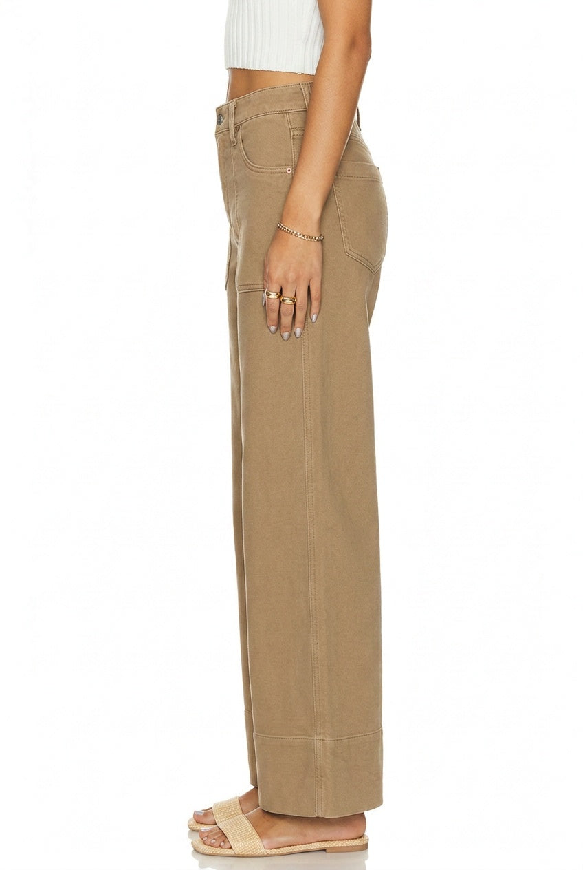 Camel High Rise Palazzo Jeans | Garment Dyed