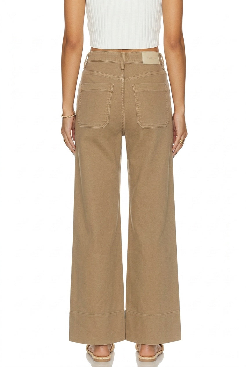 Camel High Rise Palazzo Jeans | Garment Dyed