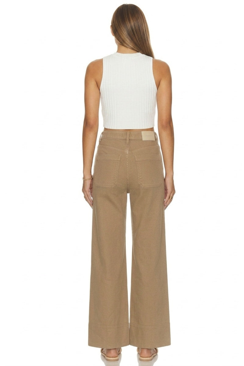 Camel High Rise Palazzo Jeans | Garment Dyed