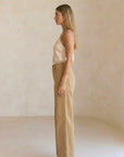 Camel High Rise Palazzo Jeans | Garment Dyed