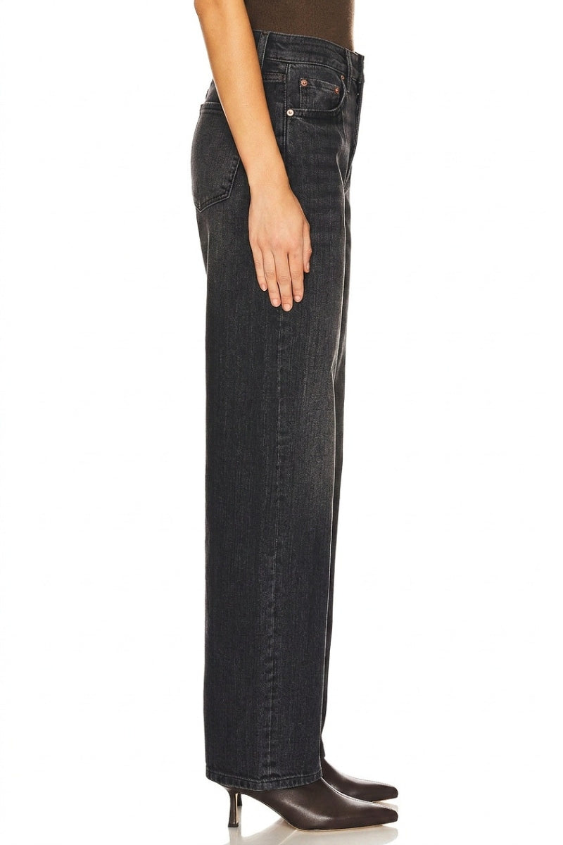 Black High Rise Barrel Jeans | Relaxed Fit