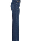 Artemis Vintage High-Rise Palazzo Jeans with Metal Link Detail – Dark Wash