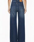 Artemis Vintage High-Rise Palazzo Jeans with Metal Link Detail – Dark Wash