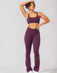 POPFLEX Full Size Crisscross Hourglass® Flared Leggings with Pockets - Winter Plum