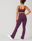 POPFLEX Full Size Crisscross Hourglass® Flared Leggings with Pockets - Winter Plum