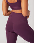 POPFLEX Full Size Crisscross Hourglass® Flared Leggings with Pockets - Winter Plum