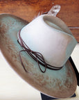 Hand-Painted Leopard Boho Western Cowgirl Hat & Band Turq Brown 987c