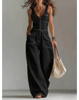 Relaxed Washed Denim Straight-Leg Jumpsuit